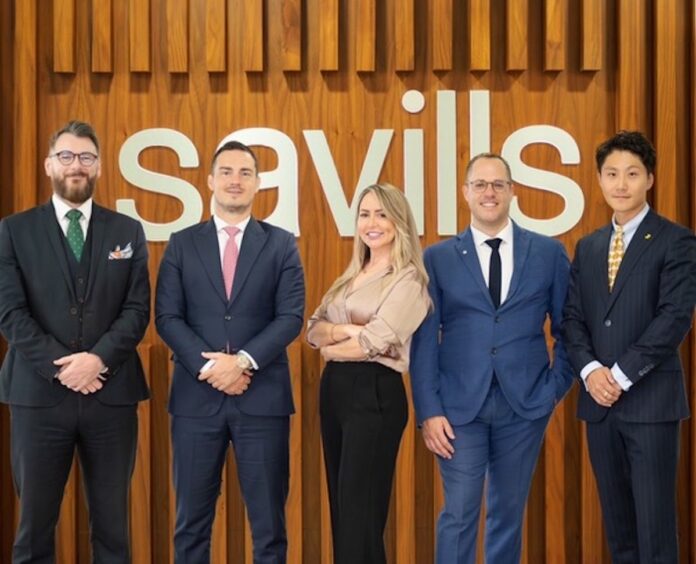 Pictured left to right: Marc Tennant, Alec Smith, Amelia Sykes, Filippo Simonato and Lin Zhou | Savills | Rental Living News
