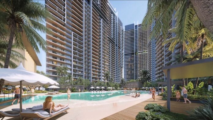 CGI of pool area at Azizi Developments' Milan Height project | Rental Living News